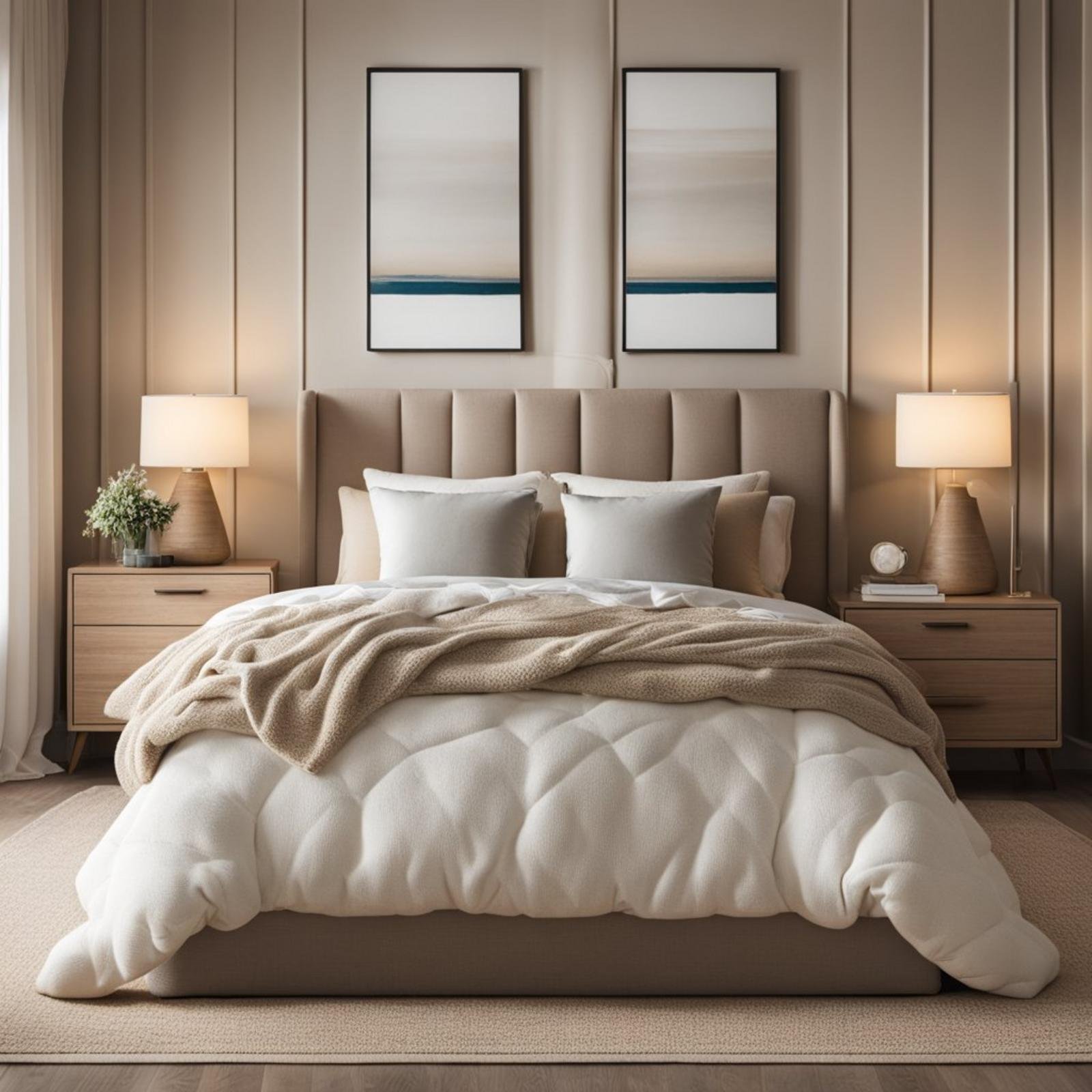 5 ways to style an earthy tones coastal bedroom (you'll love #3) 6 A cozy coastal bedroom with a sand-hued wool area rug in earthy tones