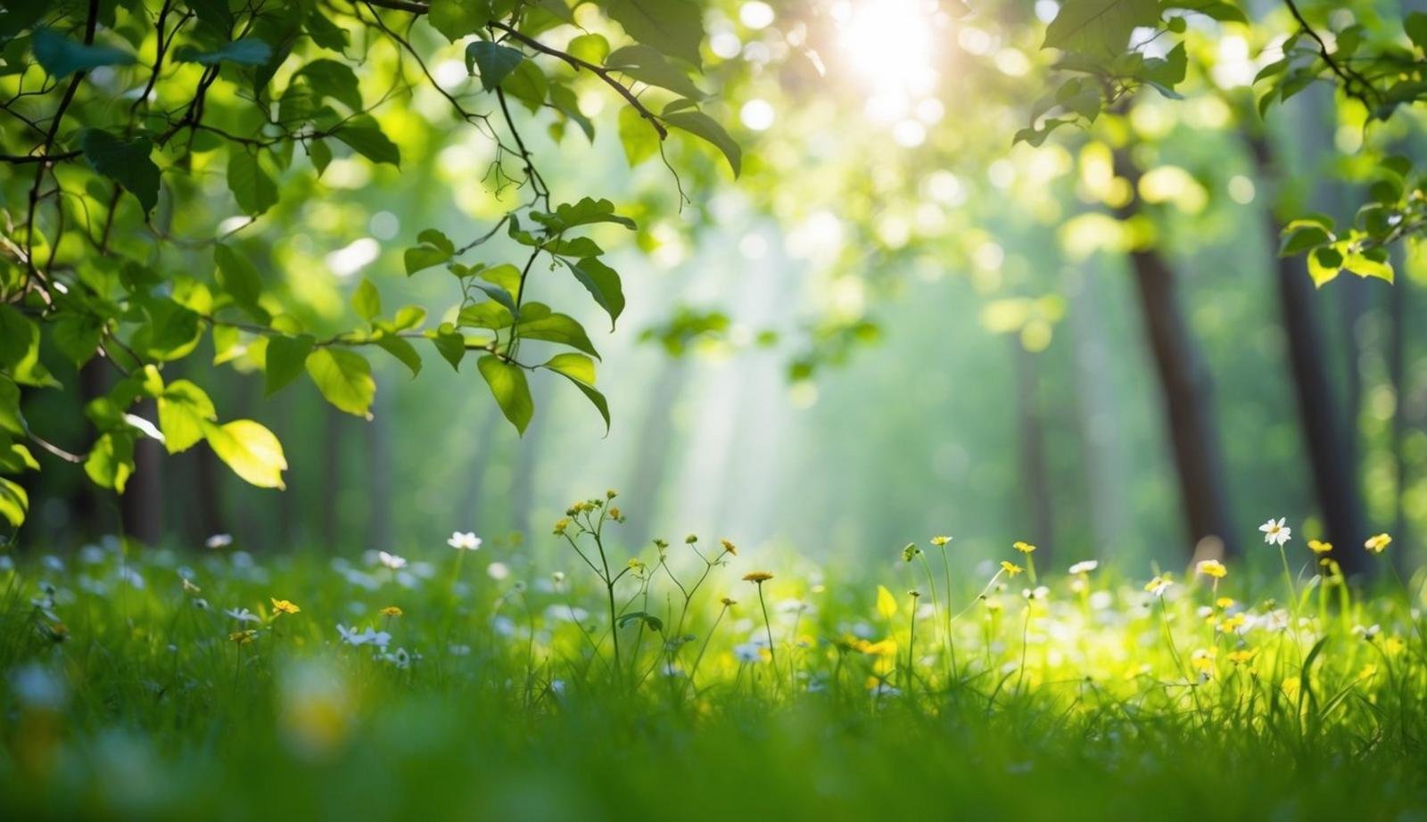 15 ways to rock the light green aesthetic (so fresh & clean! ) 2 A serene forest clearing with dappled sunlight filtering through the leaves, casting a soft, light green glow over the lush foliage and delicate wildflowers