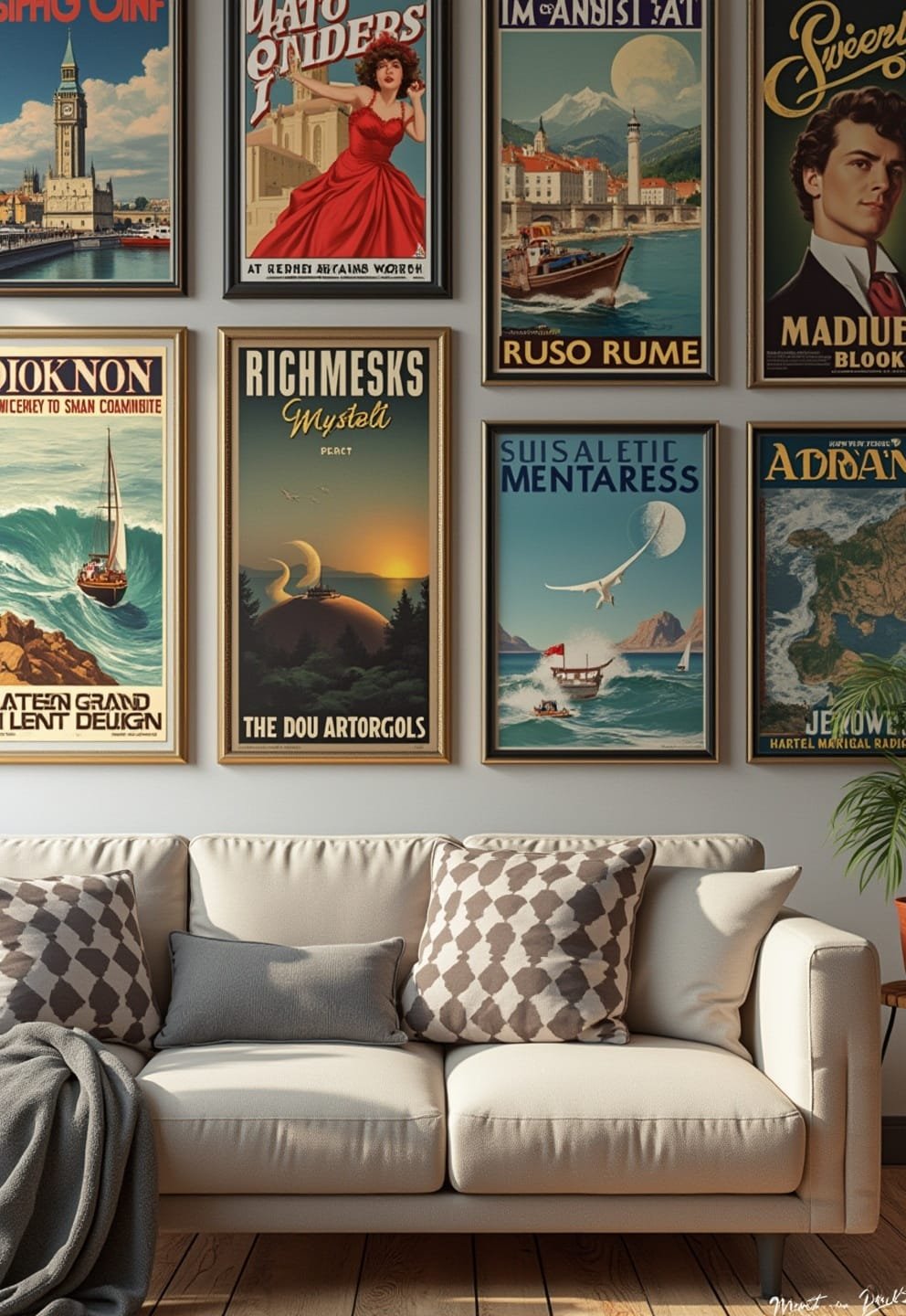 7 modern above-couch wall decor ideas (transform your space) 4 2) Abstract Geometric Prints