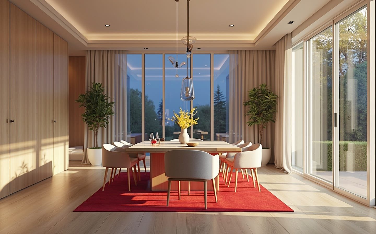 1) Neutral Color Palette With Light Wood Accents