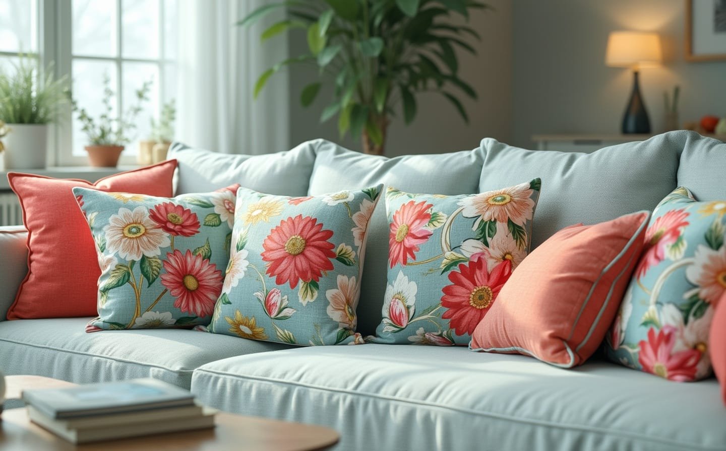 7) Decorative Throw Pillows With Floral Patterns