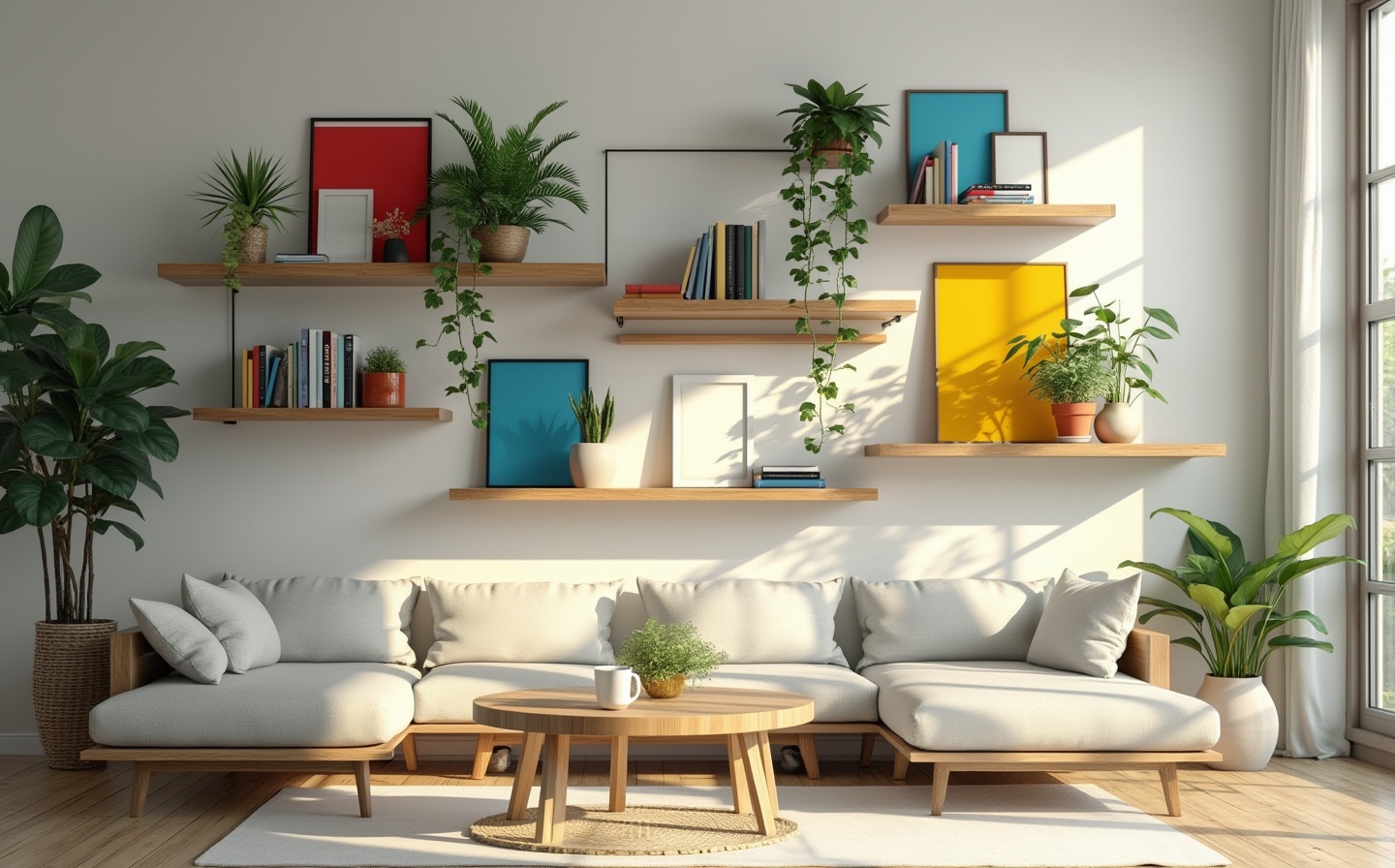 7) Wall-mounted Bookshelves