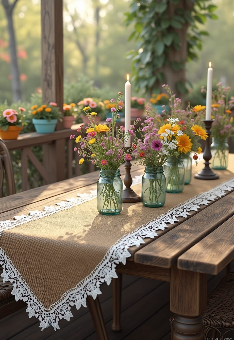 3) Rustic Wooden Ladder Shelf