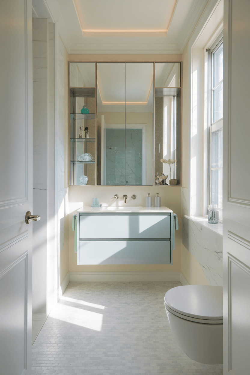8 – Floating Vanities Open Floor Space
