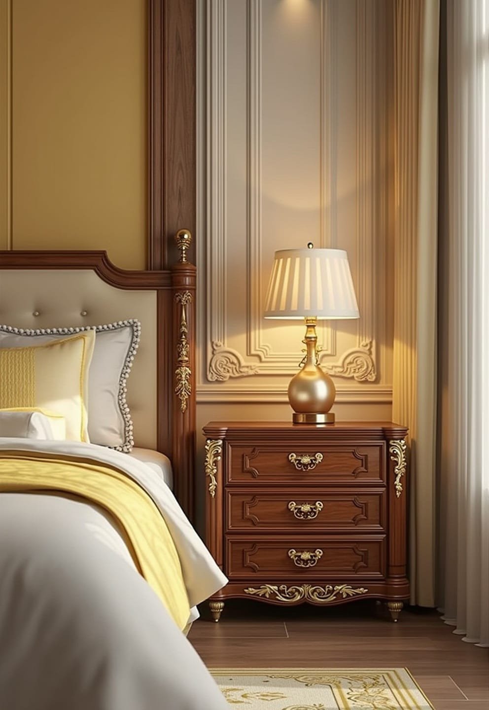 15 luxury aesthetic bedside table ideas (designer secrets) 15 13) Golden Interior Luxury Table